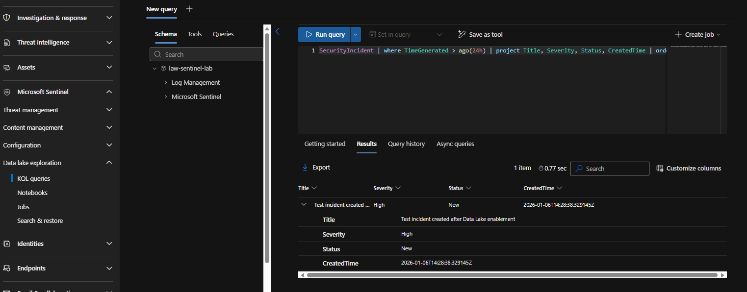 Running KQL queries directly in the Defender portal&rsquo;s Data Lake exploration interface