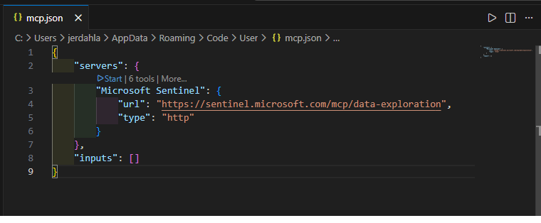 The mcp.json configuration file