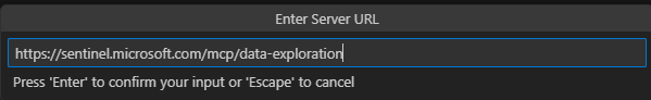 Entering the Sentinel MCP server URL